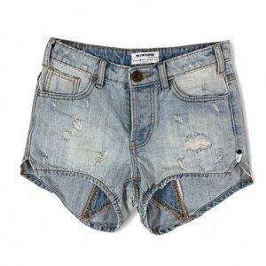 One Teaspoon 25 Distressed Denim Shorts Raw Hem Festival Y2K Grunge Cutoff